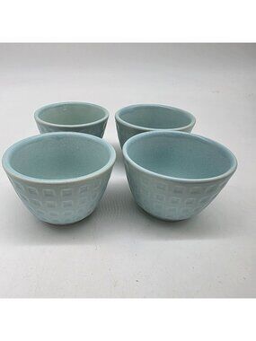 Pier 1 Blue Textured Stoneware Cups Set Of 4